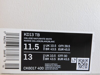 Size 11.5 - Nike KD 13 TB College Navy for sale online | eBay