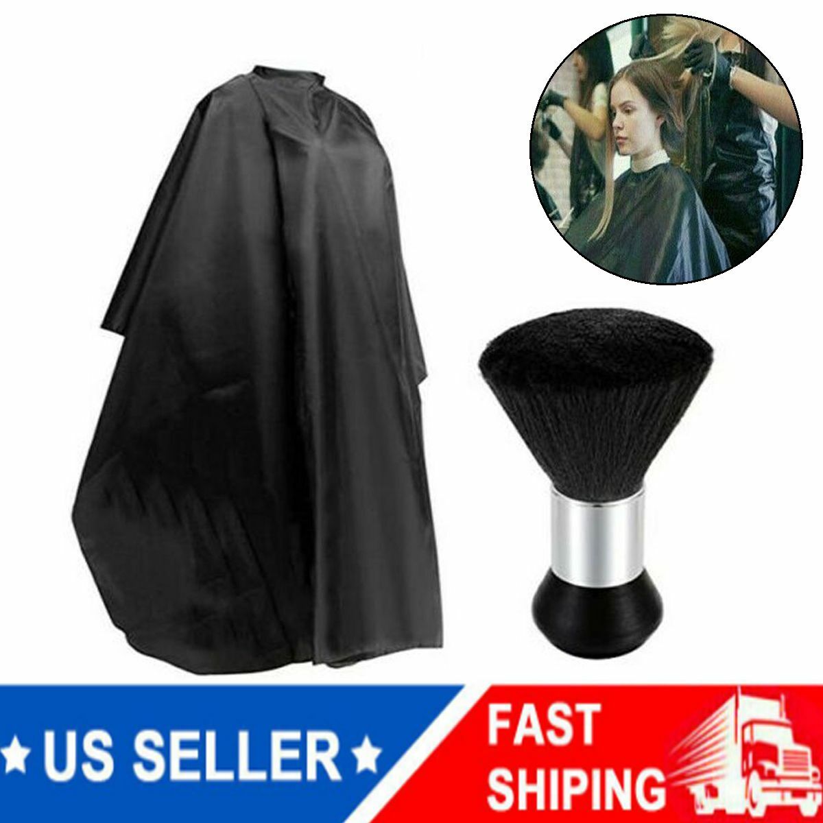 Salon Hair Cut Barber Cape Hairdressing Haircut Apron Cloth Brush Tool Plus  Kit | eBay