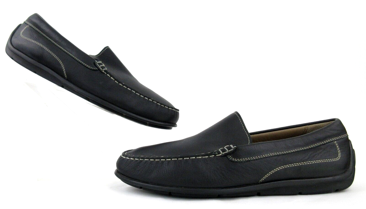 Ecco 571004 Men\'s Black Leather Slip-On Loafers with Ivory Stitching Size US 14 Amazon.com | ECCO Men main image 2