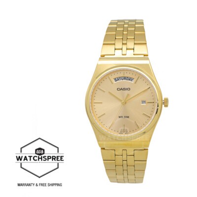 Casio Men's Analog Gold Ion Plated Stainless Steel Band Watch MTP-B146G-9A