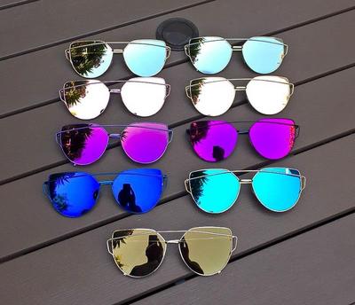 Large Big Flat CAT Eye Color Punch Metal Top Mirror Gentle Love