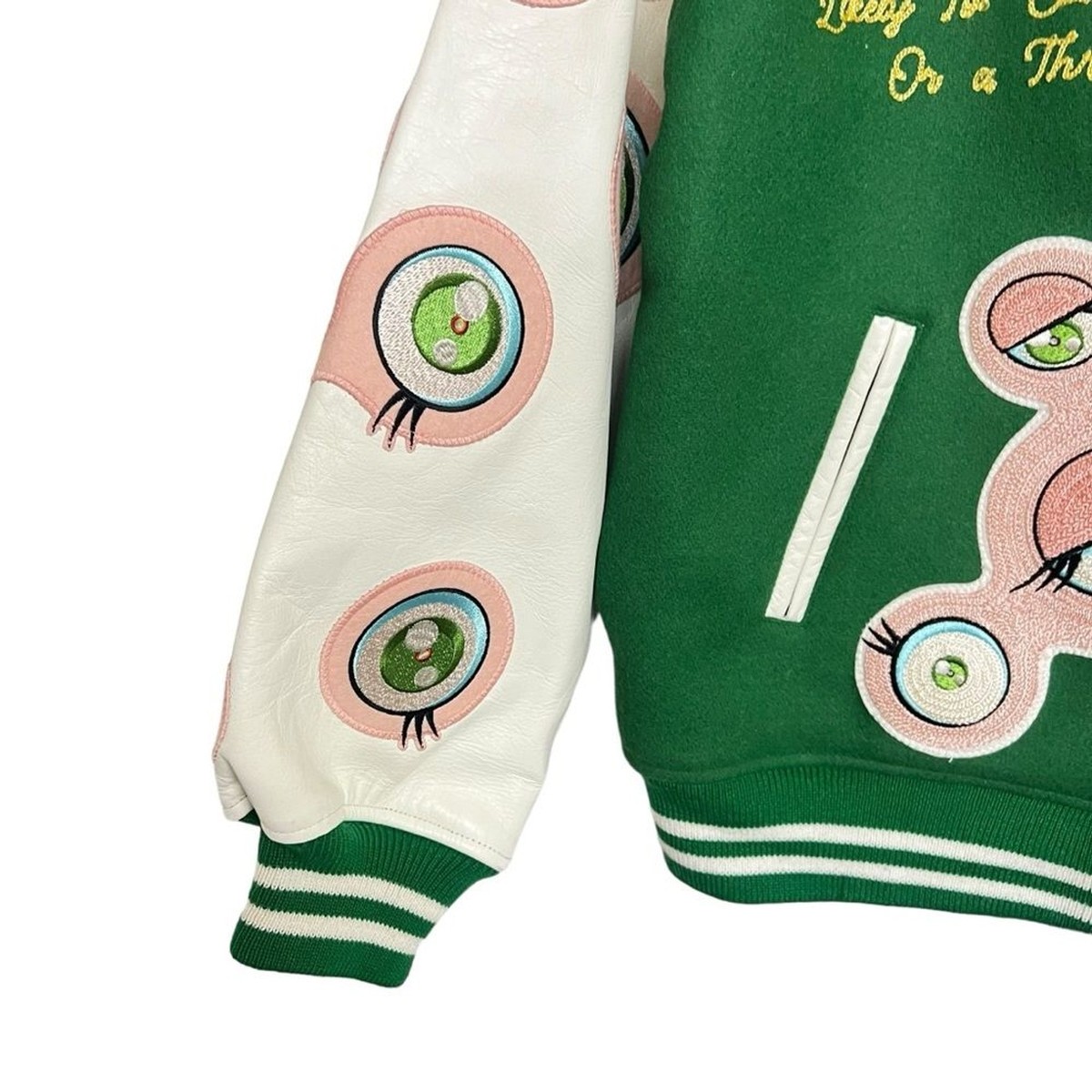 ジャケット・アウター black eye patch varsity jaket GREEN M ZAPRIS Men's Varsity Jacket Dark Green Genuine Leather