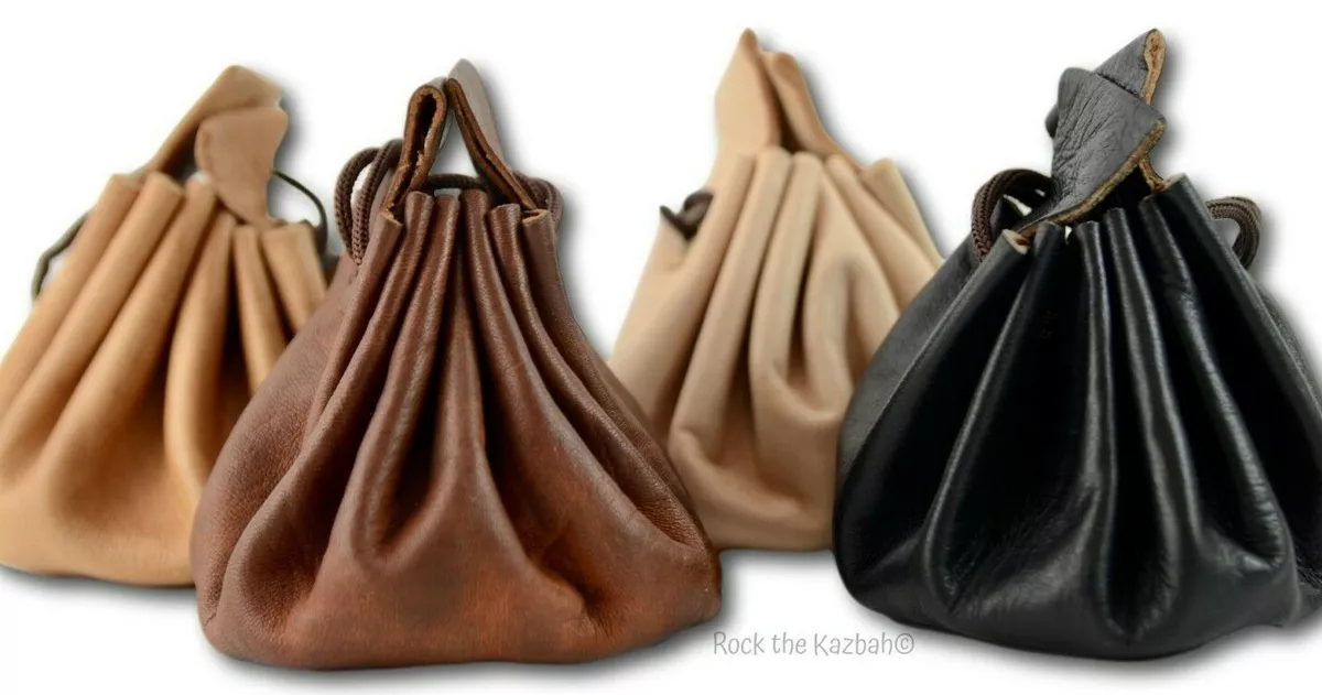 SMALL LEATHER DRAWSTRING POUCH coin change purse money pouch gift