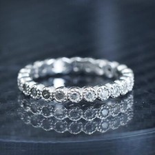 Size 7, vintage sterling silver 925 stackable band ring with cluster cz