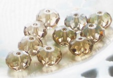  881 Vintage Glass Beads Czech Republic Faceted Spacer Taupe Tan Crystal NOS