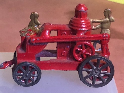 Vintage Miniaturpferd & altes rauchiges Pferd gezogene Feuerwehr vier bewegliche Räder - Bild 3 von 7