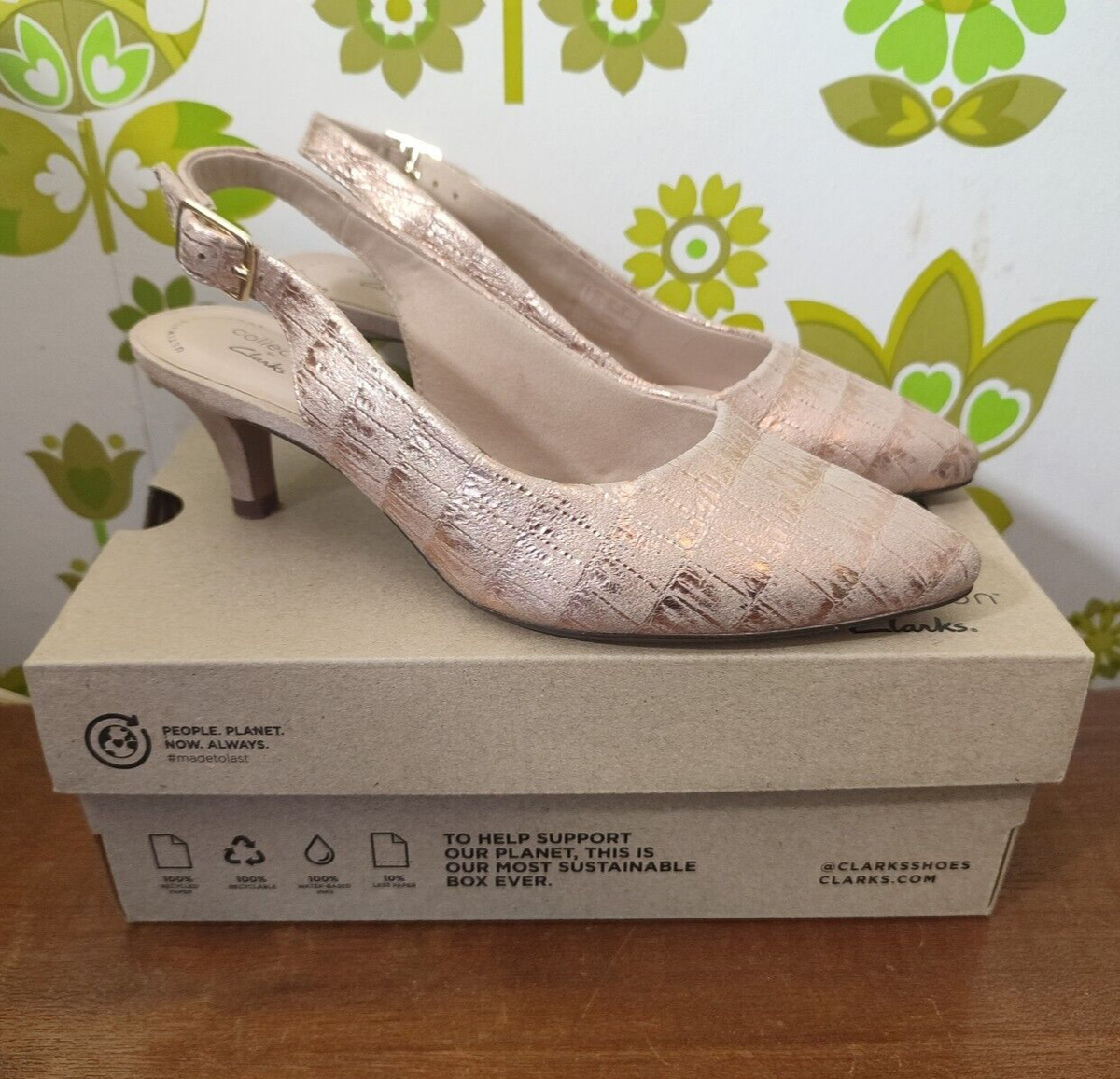 Clarks Ladies Heeled Slingback Shoes Linvale Sondra UK Size Rose Pink  (SR)