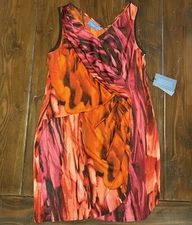 SIMPLY VERA WANG NEW Red Orange Car Trip VW113405 Dress Large NWT