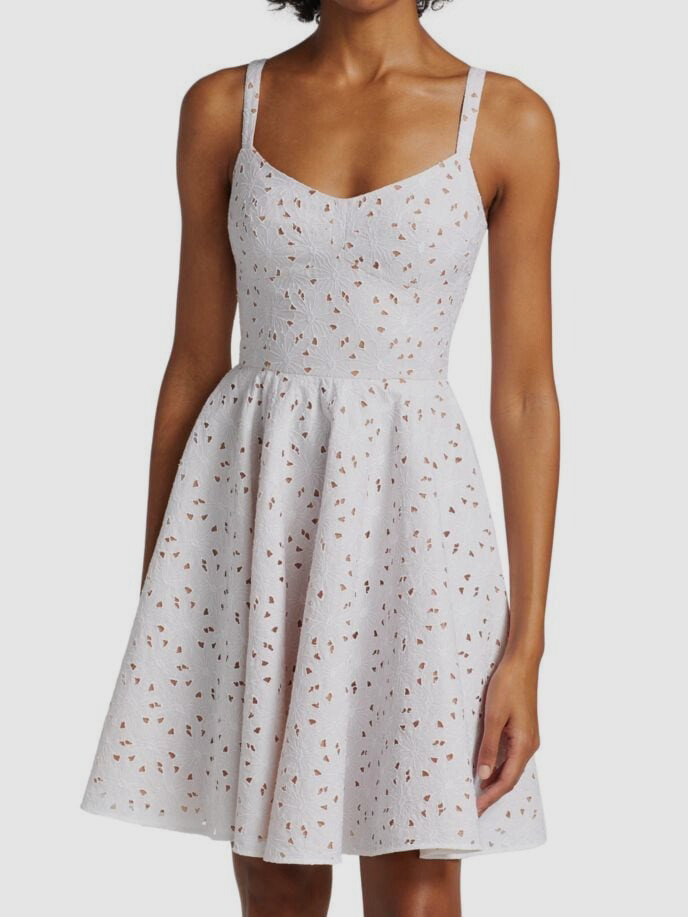 Michael Kors Eyelet Sweetheart Dress, 8 / White