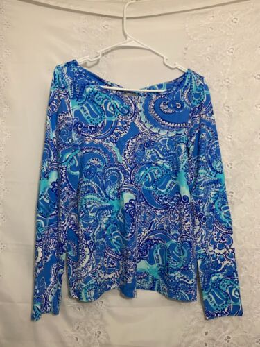 Lilly Pulitzer Tristan Top Coastal Blue Legga Sea Size M EUC