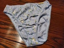NWT CHARTER CLUB 100 COTTON HI-CUT BRIEF PANTIES BLUE TINY FLOWER 100165735 M