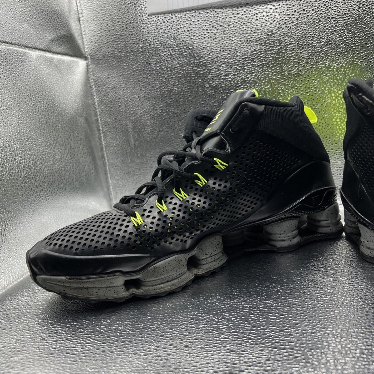 Size 9 Nike Shox TLX Mid SP Flywire Shoes (Black) (Pre-Owned) 677737-007 Nike Shox TLX Mid SP Flywire Shoes Black Silver Volt 677737  main image 4