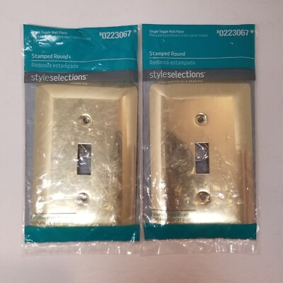 Style Selections Brass Stamped Round 1-Gang Standard Toggle Wall Plate -Lot of 2