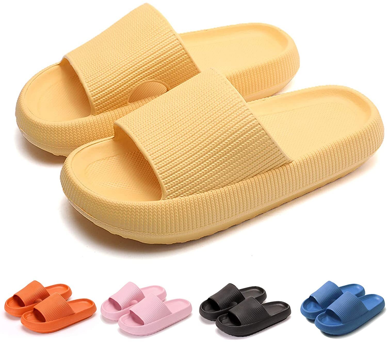 MOLATIN Yellow Pillow Slippers,Massage Pool Foam NonSlip Quick Drying