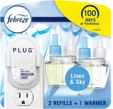 Febreze Plug in Air Fresheners, Linen & Sky Scent, Odor Fighter for Strong Odors