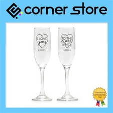 Legami - Bicchieri-Flute in Vetro- Set di 2 Calici per Champagne - San Valentino