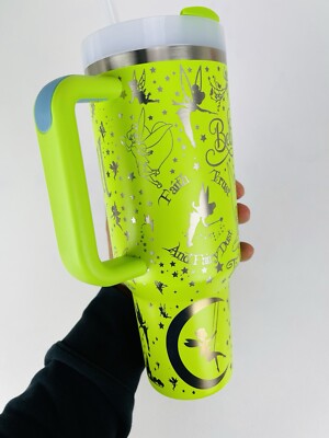小物 tfastandbutter Stanley 40oz H2.0 FlowState Quencher Tinkerbell Bright Green