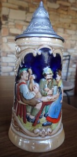 Vintage Mini German stein w pewter lid 5.5" x 2.5" Merkelback #3924
