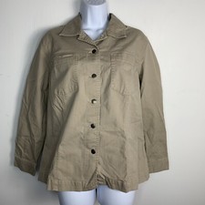 Additions By Chicos Jacket sz 1 sz M Khaki Utility Core Safari Chic Minimalist