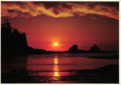 Sunset Reflected in the Water at Sunset Bay State Park Coos Co. Oregon Postcard
