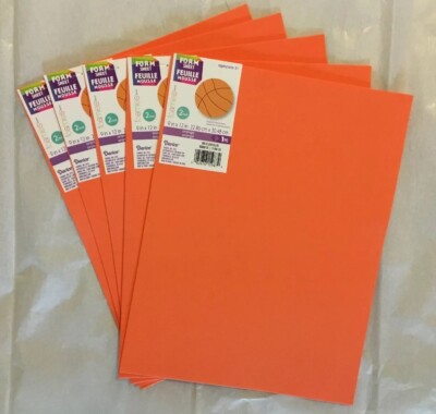 Darice Foamies Orange, 5 Count, 9  x 12 , 2mm