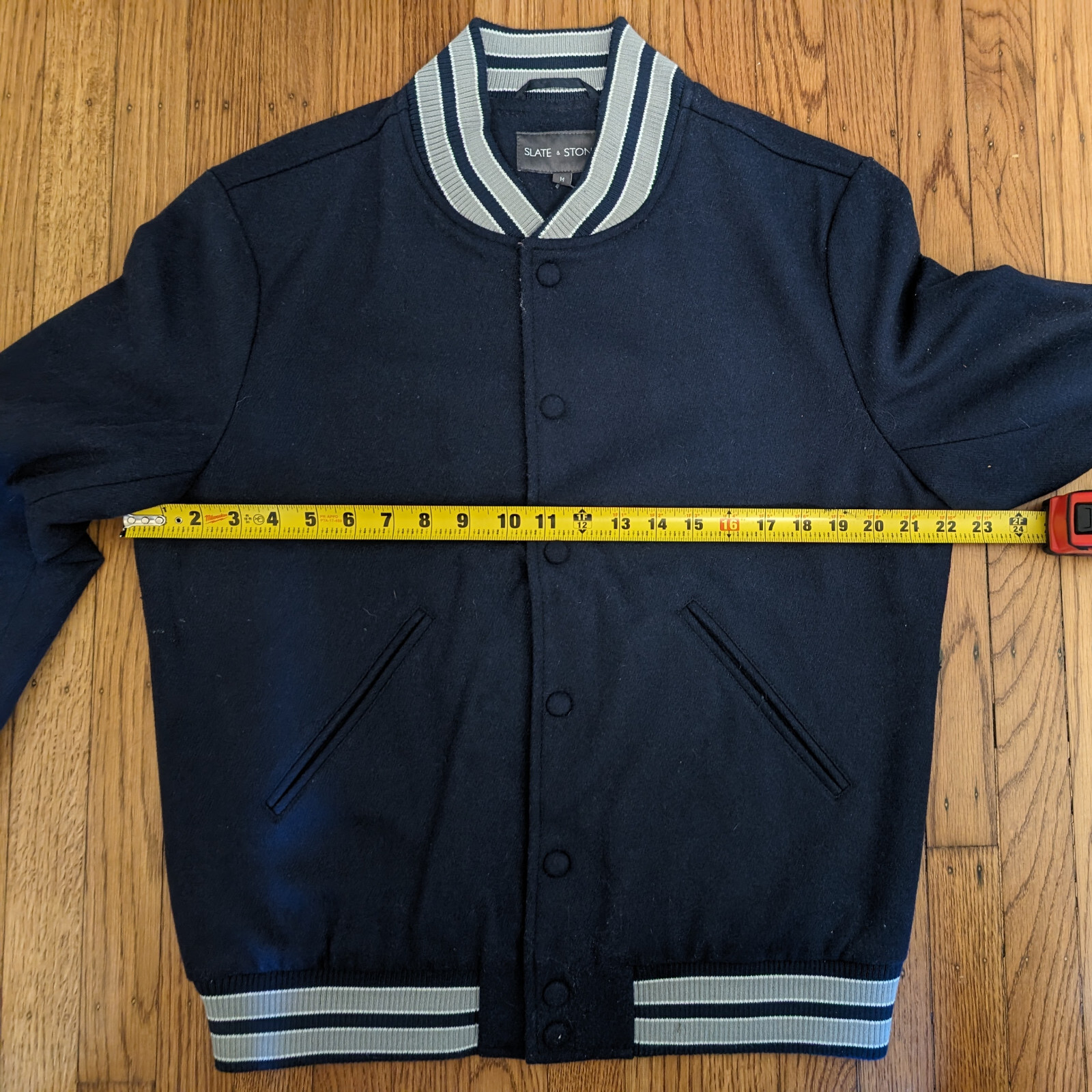 Slate & Stone Varsity Baseball Jacket Wool Blend - image 2