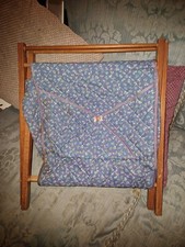 KOLEKCJONERSKI VINTAGE RETRO SKŁADANY DREWNIANY / MAGAZYN Z TKANINY / SCHOWEK DZIANINOWY