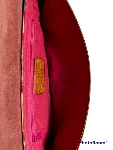 Maurizio Taiuti Leather Floral Clutch Wristlet, made in Italy gorgeous color fun - Picture 5 of 5