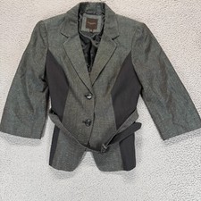 The Limited Collection Two-Toned Tweed Belted Blazer, Gray Multi, Sz: M