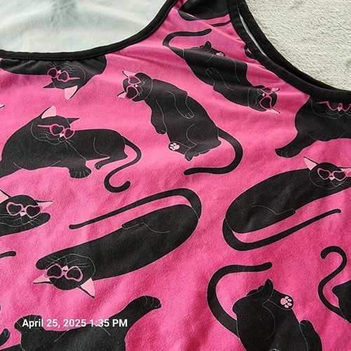 Pop Fit Cheek Boss Women's Size Large Cats Pajama Set Pink & Black Tank Shorts - Picture 3 of 13