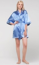 Kimono robes for Women Satin Silk lingerie robe, Short V-Neck For Female