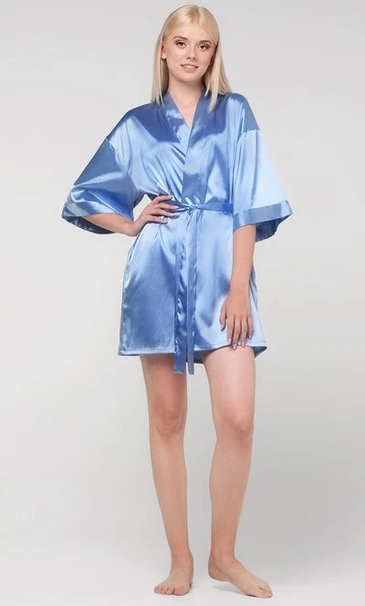 Kimono robes for Women Satin Silk lingerie robe, Short V-Neck For Female
