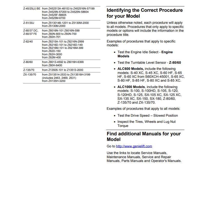 Genie ZX-135/70 Boom Maintenance and Lift Service Manual FREE