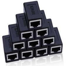RJ45 Coupler Cat8/7/6/5e Female to Female Ethernet Adapter Black 10 Pack