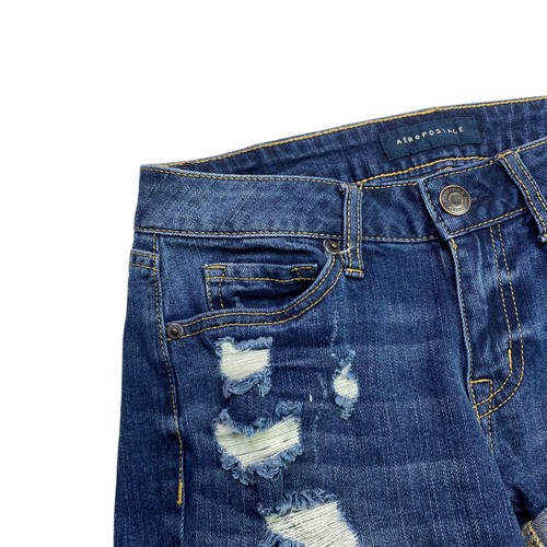 Aeropostale Jean Shorts Womens Size 0 Midi Distressed Medium Wash Denim - Picture 4 of 9