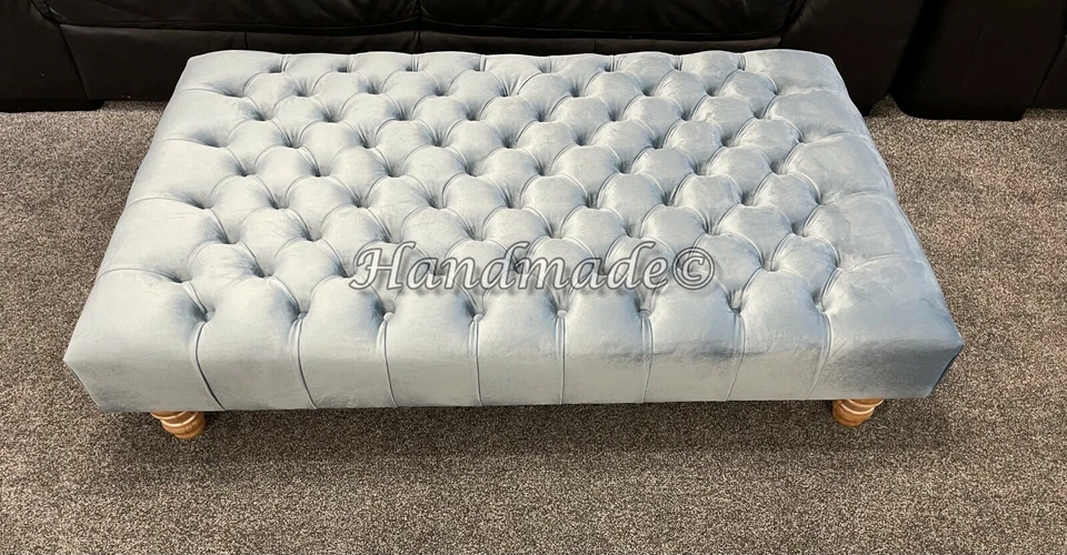 Handmade Luxury 4FT Padded Footstool Ottoman Poufy Stool Chesterfield Footrest - Image 4 of 4