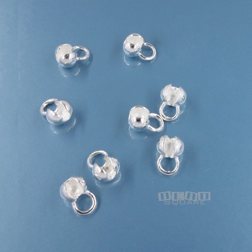 Solid Sterling Silver Round Knot Cover / Clamshell End Connector [Choose Size] - Afbeelding 6 van 12