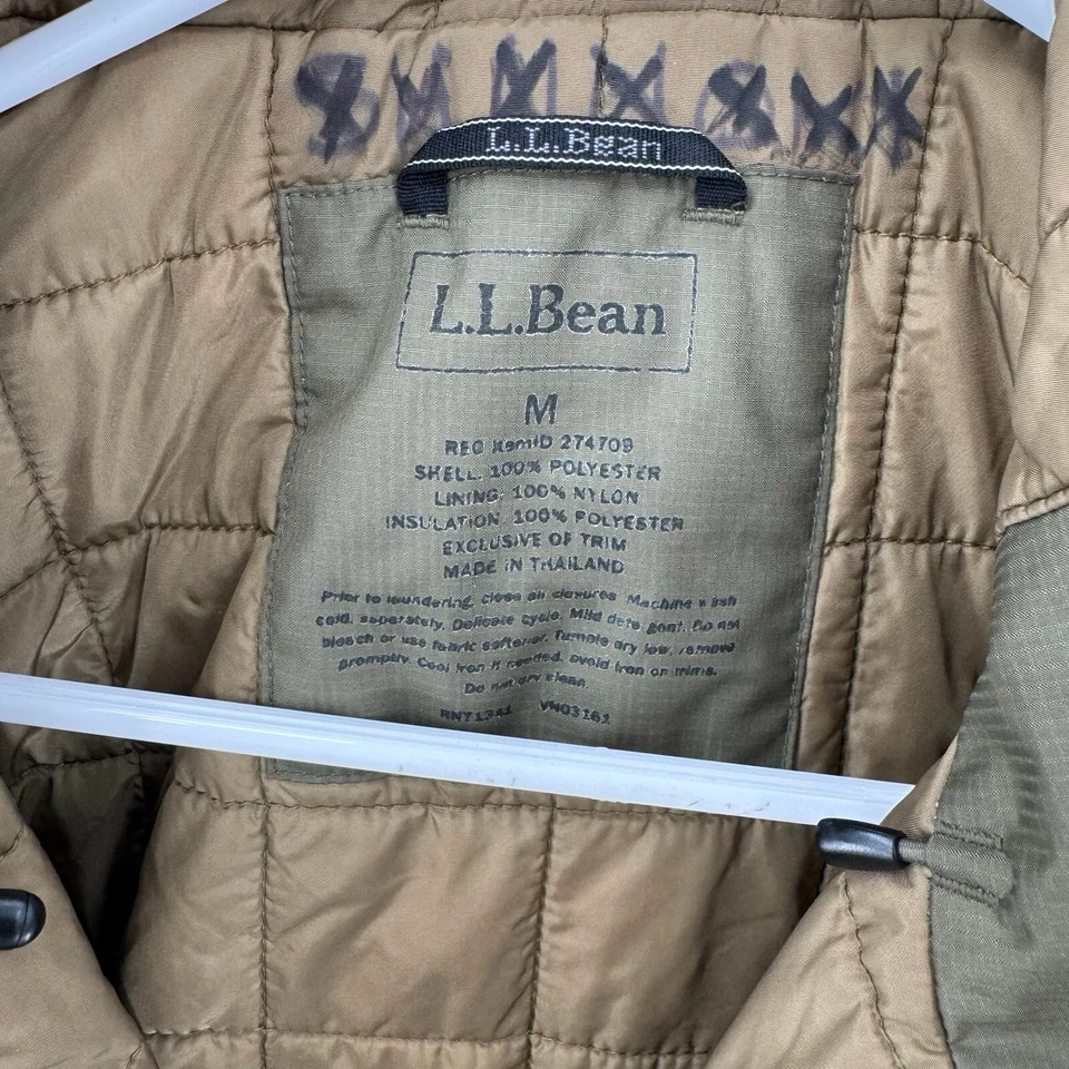 Chaqueta aislante LL Bean para hombre mediana verde oliva invierno abrigo de esquí con capucha cremallera Y2K Foto 3 de 4