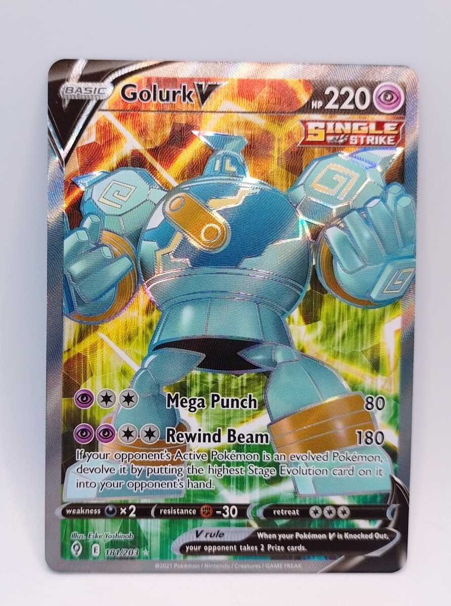 Golurk V 181/203 Full Art Holo Ultra Rare Evolving Skies Pokémon NM Fresh Pull