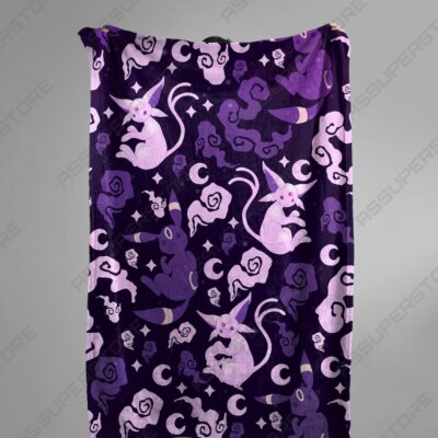 Espeon Umbreon Fleece Blanket Espeon Umbreon Blanket Gift