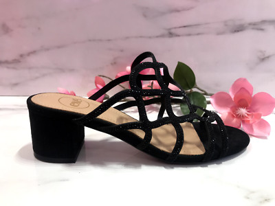 Exe: Black Sequin Formal Slip on Chunky Heels (NEW) Size 38 Mule