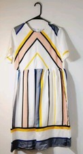 Women's Striped Short Sleeve Round Neck Dress Size L