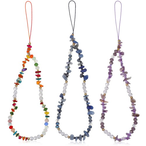 3 Pcs Fashion Decorations Stones Artificial Pearls Phone Charm Straps