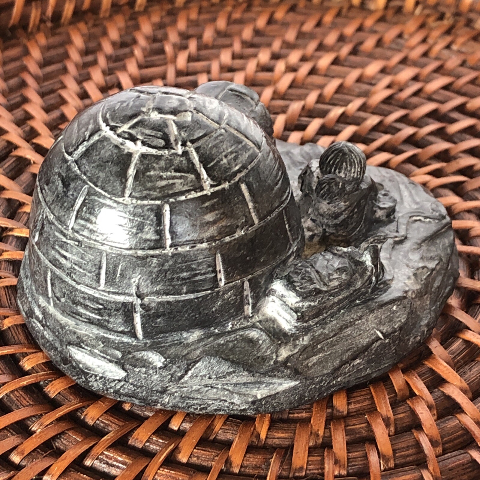 A Wolf Original Made in Canada Handmade Soapstone Sculpture Eskimo Igloos Canada