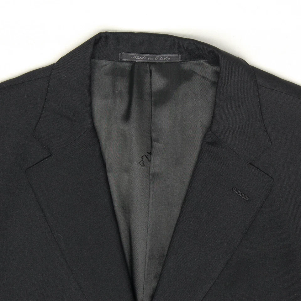 Abrigo de traje para hombre Gianluca Isaia 45R liso azul marino lana 3 botones chaqueta Stewart G Foto 3 de 4