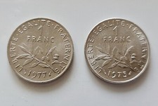COIN VINTAGE AUTHENTIC LOT OF 2 FRANCE 1 FRANC 1973-1974
