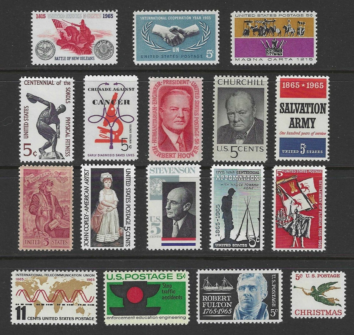 1965 STAMP YEAR SET (ALL U.S. POSTAGE STAMPS ISSUED THAT