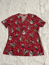 Dickies Santa Selfie Elfie Selfie Christmas Small Scrub Top Short Sleeves Pocket