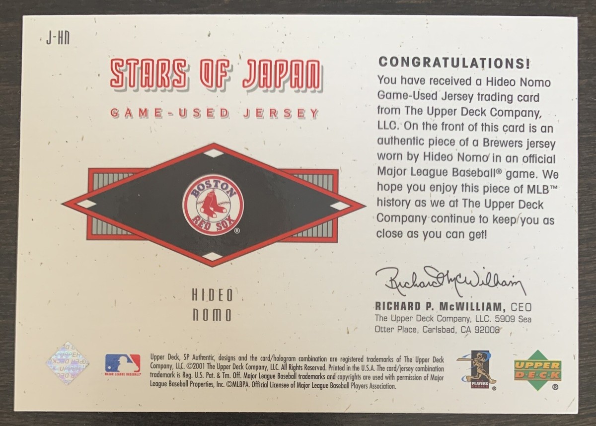 Hideo NOMO🔥2001 SP Authentic Stars of Japan Jersey Relic #J-HN