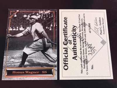 SPECTRUM 5 CARD HOF SET W/COA - GEHRIG/WAGNER/YOUNG/ETC. -NM-MT